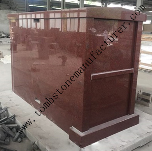 india red granite double crypts mausoleum1